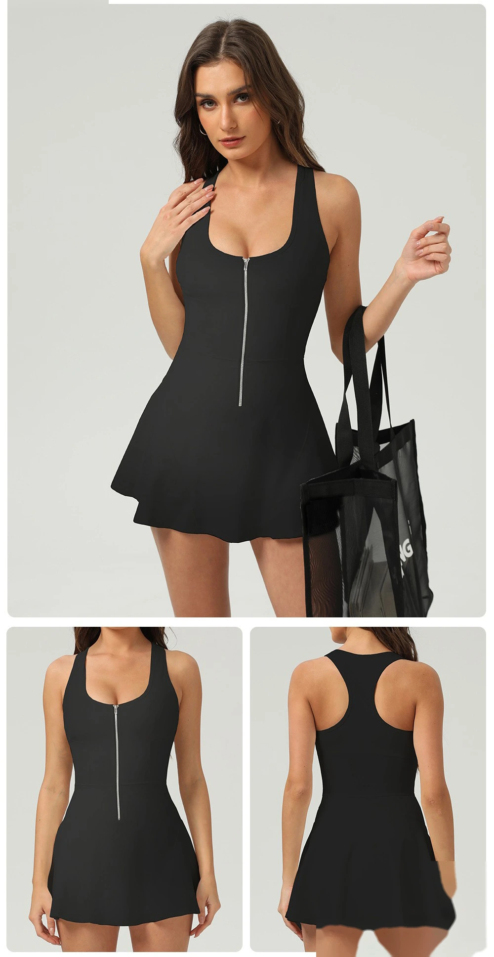 Customized sleeveless tennis dress outdoor sports skirt anti-exposure integrated leggings skirt detail