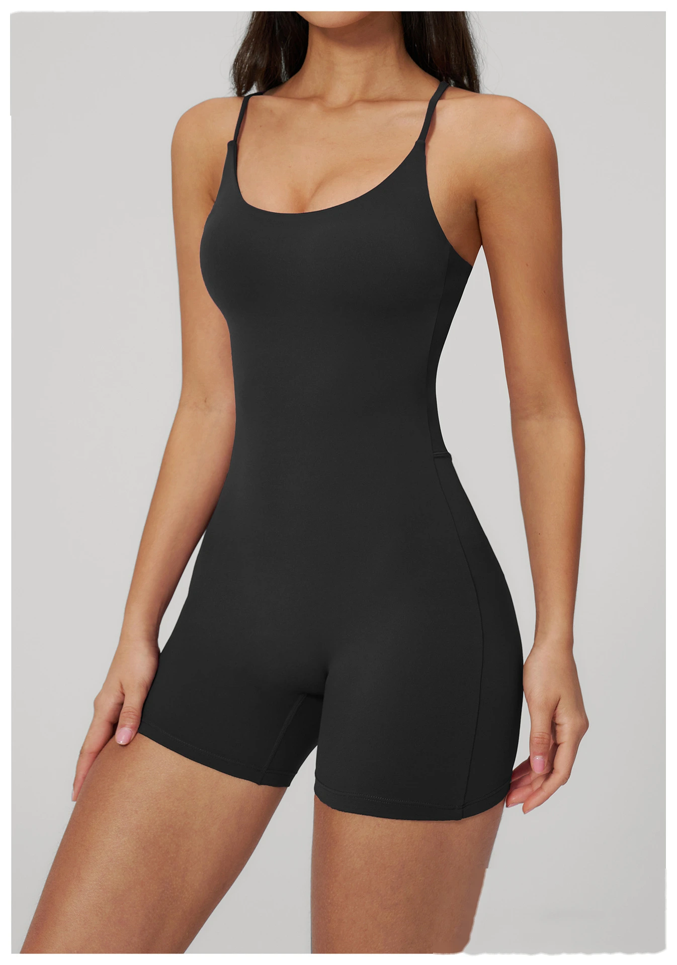 Backless Ruched Flared Leg Yoga Jumpsuit, Custom Butt Lifting Slim Fitness Dance One Piece Sports Wear detail