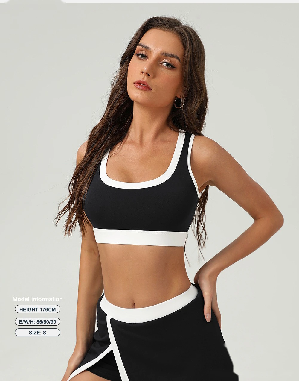 Color matching sports bra quick-drying shockproof yoga vest bra detachable chest pad fitness suit detail