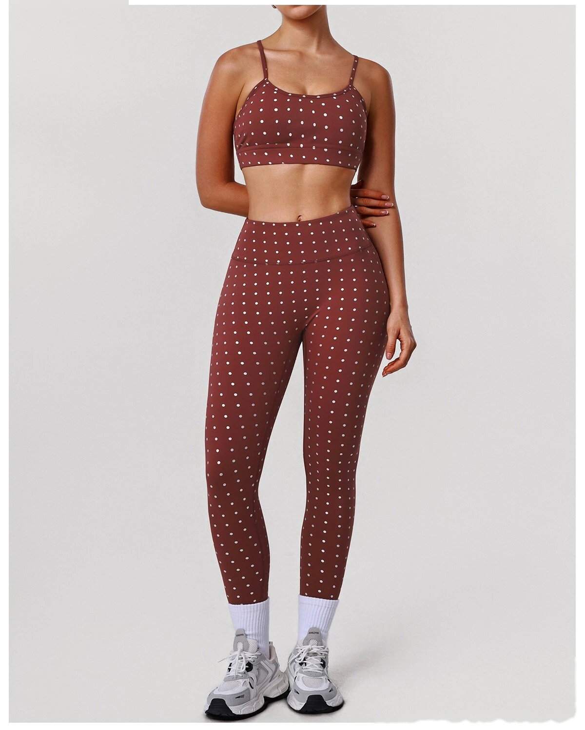 Bulk Custom Silver Polka Dot Yoga Leggings - Factory Direct High-Waisted Tights Products detail