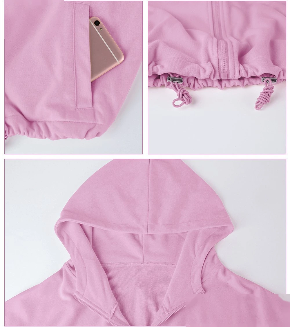 Custom loose casual sports full zip hoodies outdoor running drawstring hem jacket Factory Fast Delivery detail