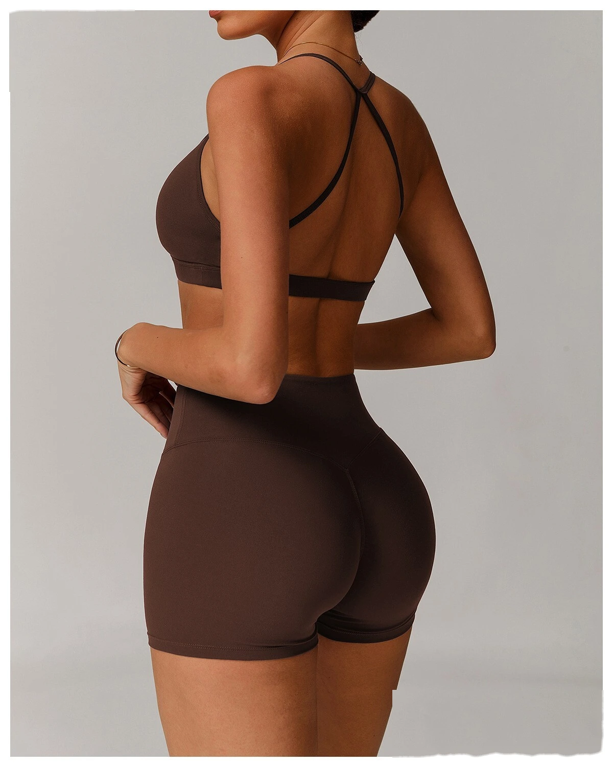 Quick-drying V-neck yoga bra cross-back pleated underwear running fitness bra detail