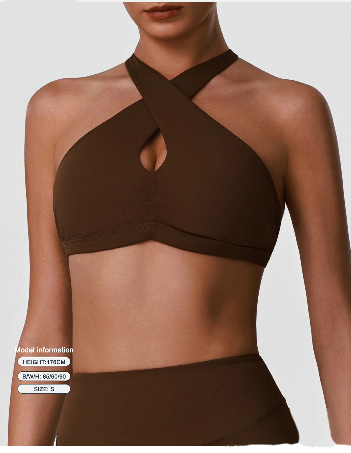 Women's Custom Halter Backless Sports Bra & High Waist Yoga Leggings Set Fitness Workout Tracksuit detail