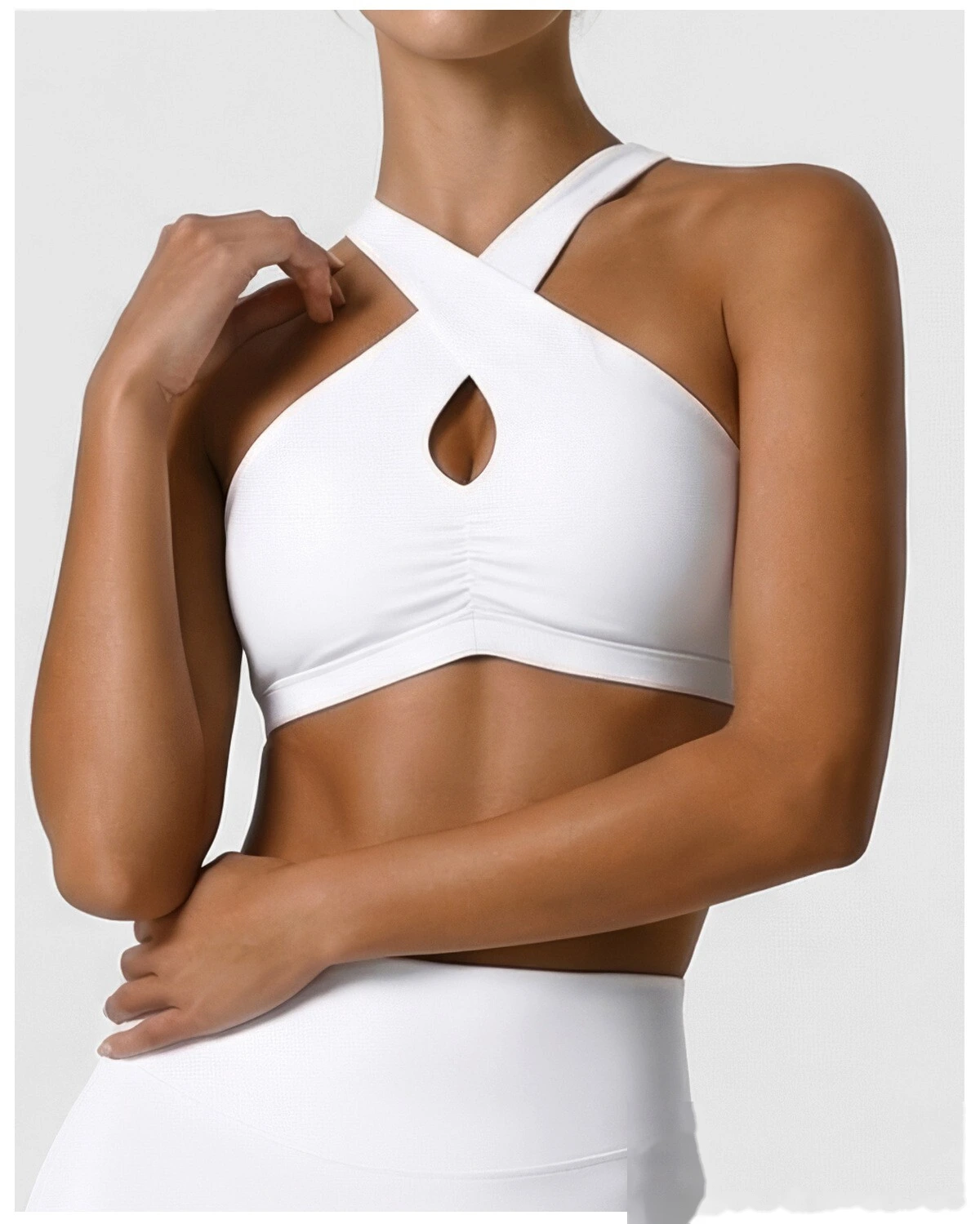 Women's Custom Halter Backless Sports Bra & High Waist Yoga Leggings Set Fitness Workout Tracksuit detail