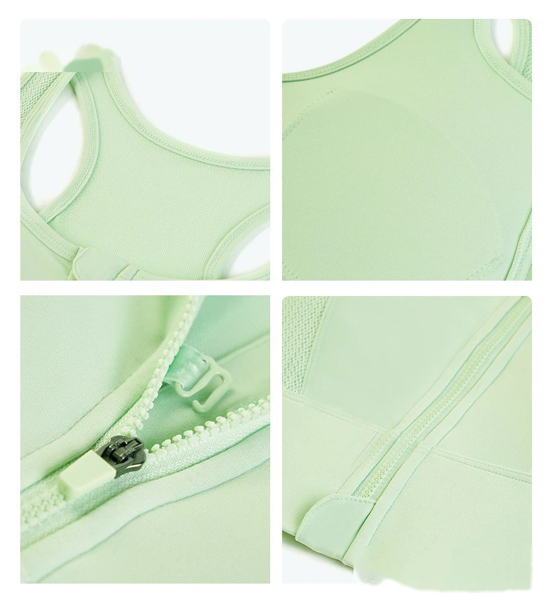 Sports bra women's shock-absorbing front zipper sports vest with chest pad breathable yoga vest detail