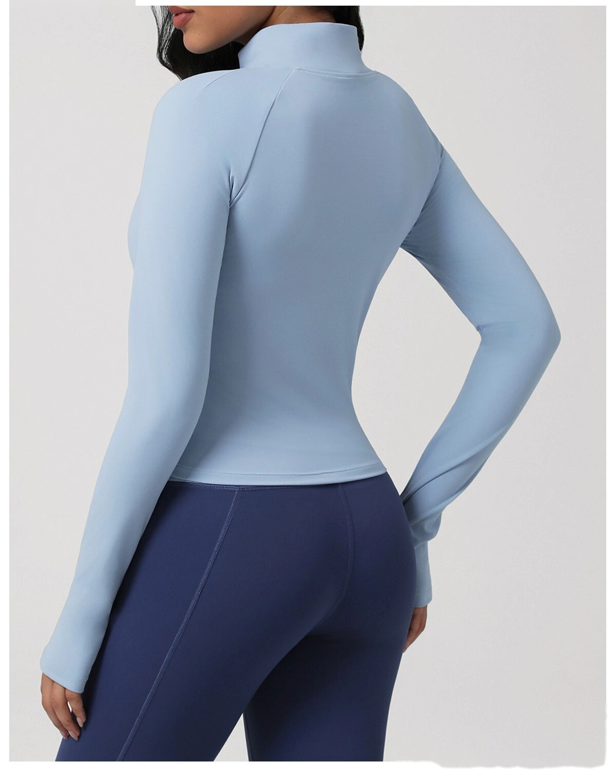 Yoga clothing, Pilates training, fitness top, morning running, quick-drying sports, color-block long-sleeve jacket detail