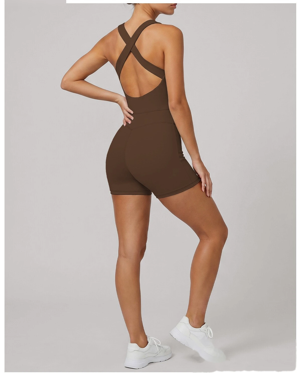 Custom European American Cross Back Shaping Jumpsuit, Sleeveless Waist & Hip Lifting Summer Yoga Bodysuit detail