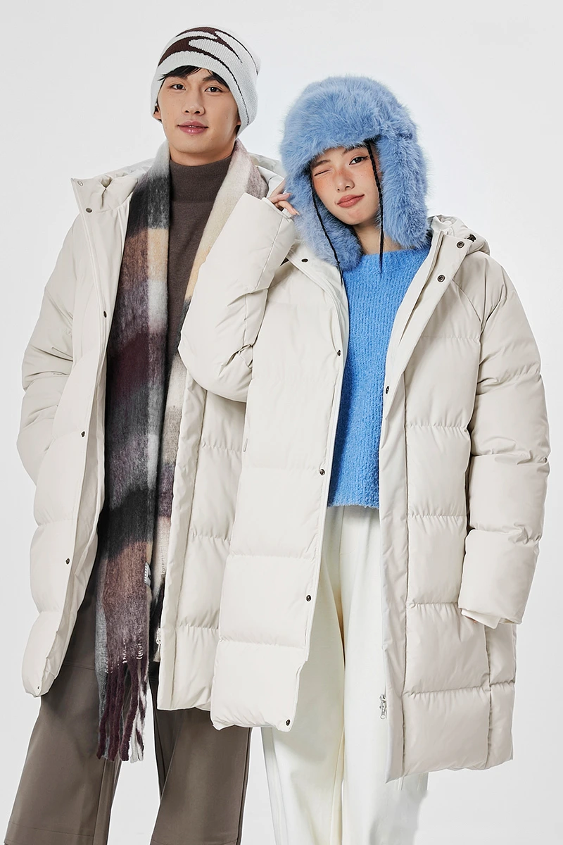 Customized winter men and women windproof and warm long cotton-padded jacket down coat. detail