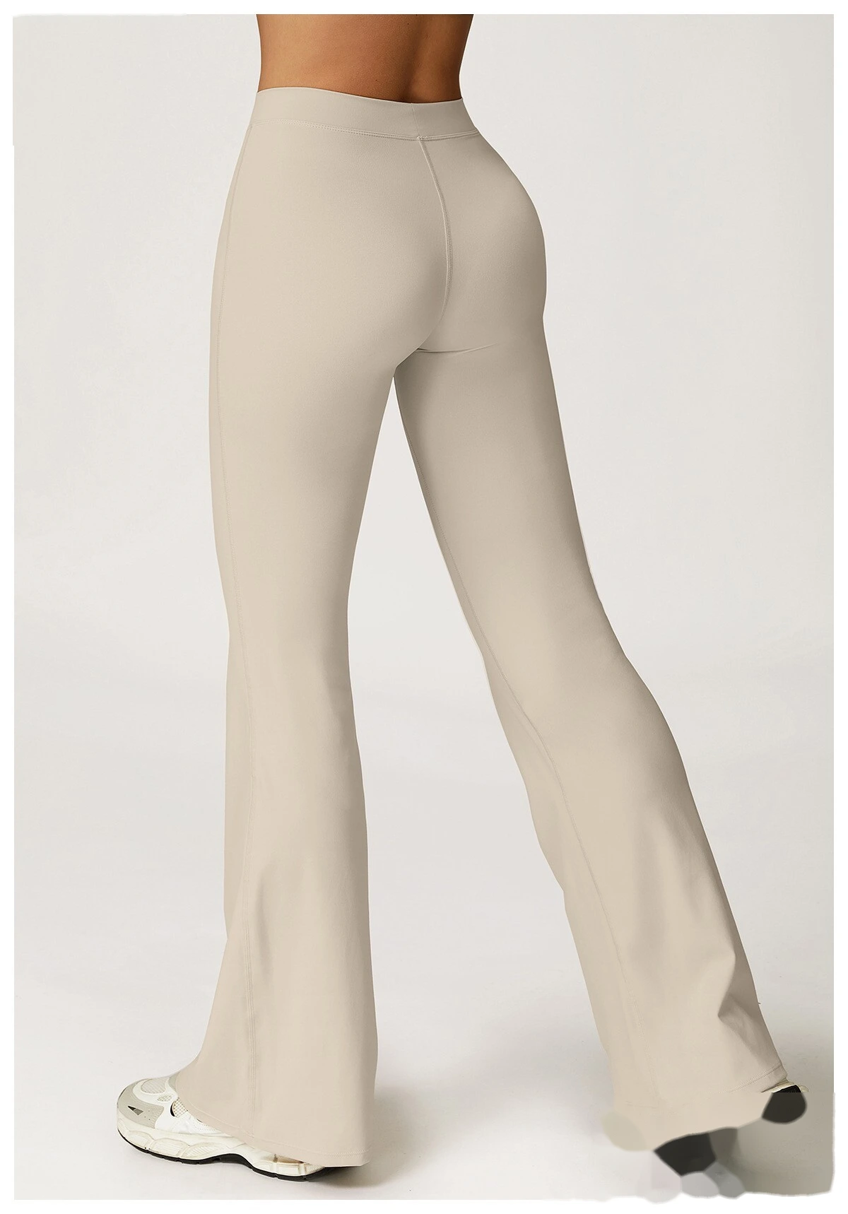 Customized European and American sports pants, high waist, tight body, wide legs and slim trumpet fitness pants. detail