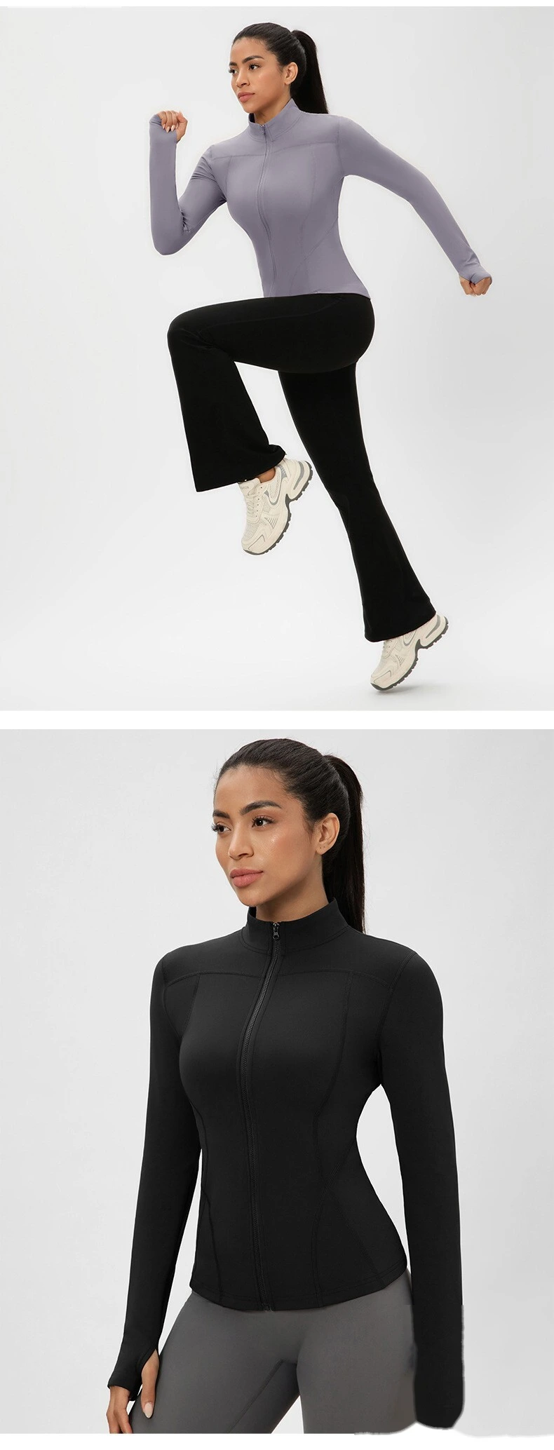 Customizable Women's Autumn-Winter Yoga Coat | Fleece Lined, Slim Waist, Warm Athletic Outerwear detail