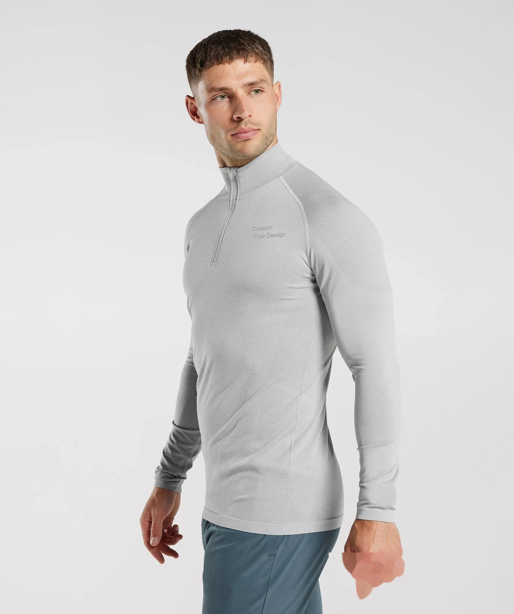 Fashion men's sports fitness tights training T-shirt detail