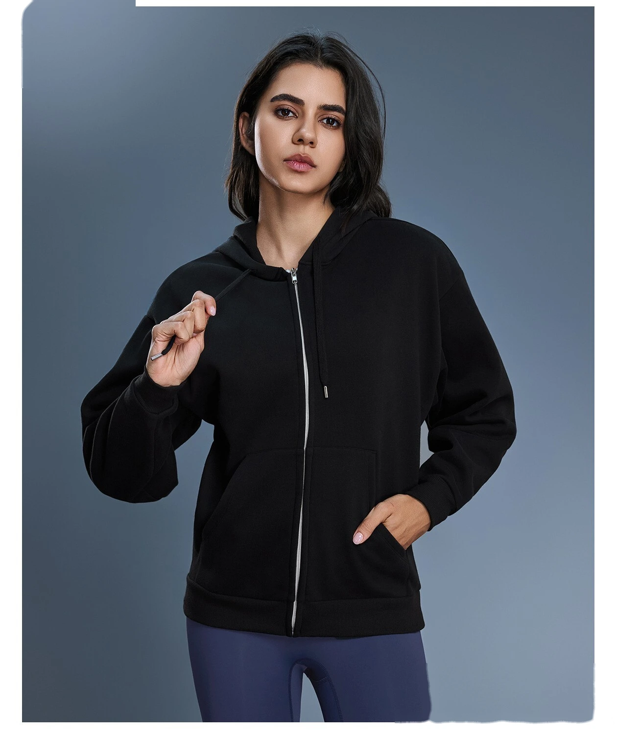 Custom Women's Winter Fleece Hoodie | Windproof Warm, Loose Slim, Zip-Up Cardigan Jacket detail