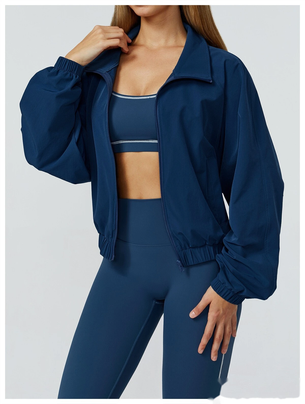 Custom-made stand-up collar sports coat women's windproof outdoor running fitness long-sleeved yoga clothing coat detail