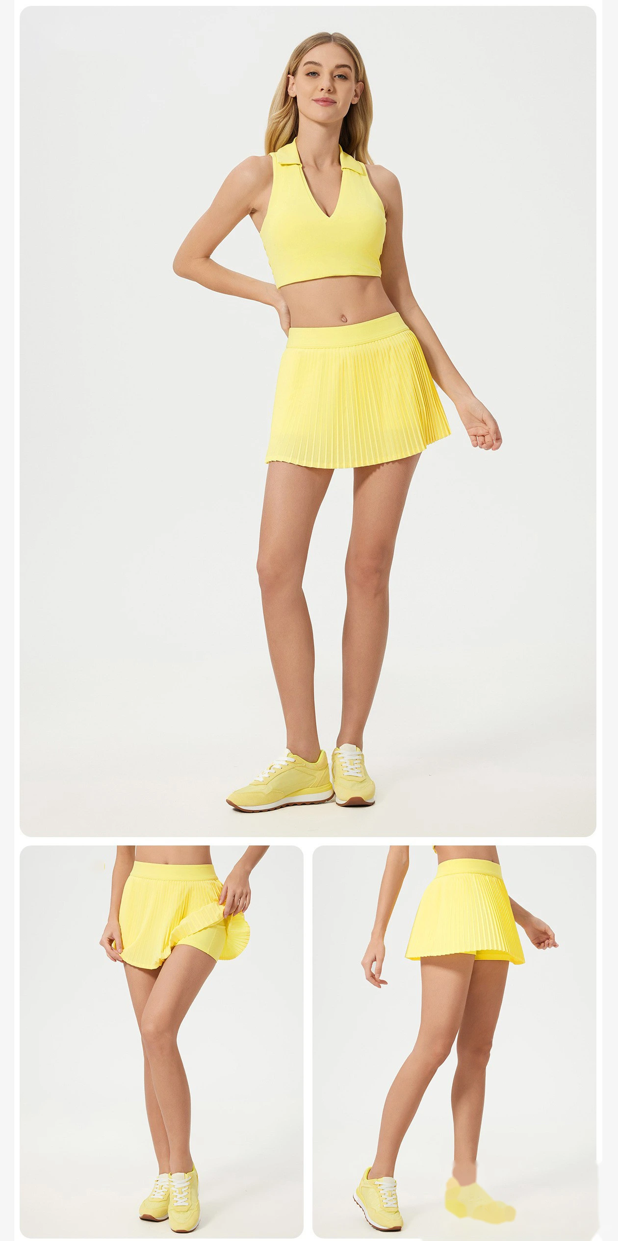 Customized yoga fitness overskirt soft and stylish anti-exposure two-piece tennis skirt detail