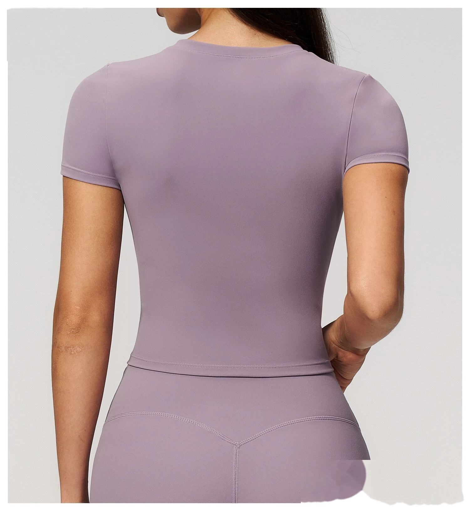 High elastic breathable yoga clothes short sleeves tight slim short sports leisure fitness Pilates T-shirt detail