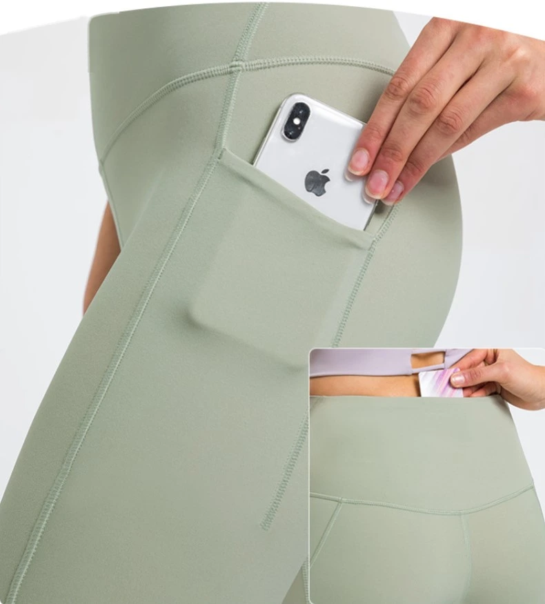 Womens leggings high waist butt lift pants with phone pockets detail