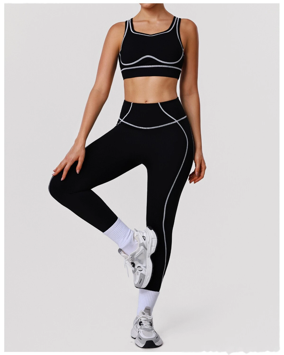 Bulk Custom Women's Yoga Leggings - High-Elastic Color Block Buttery Soft Fitness Pants detail