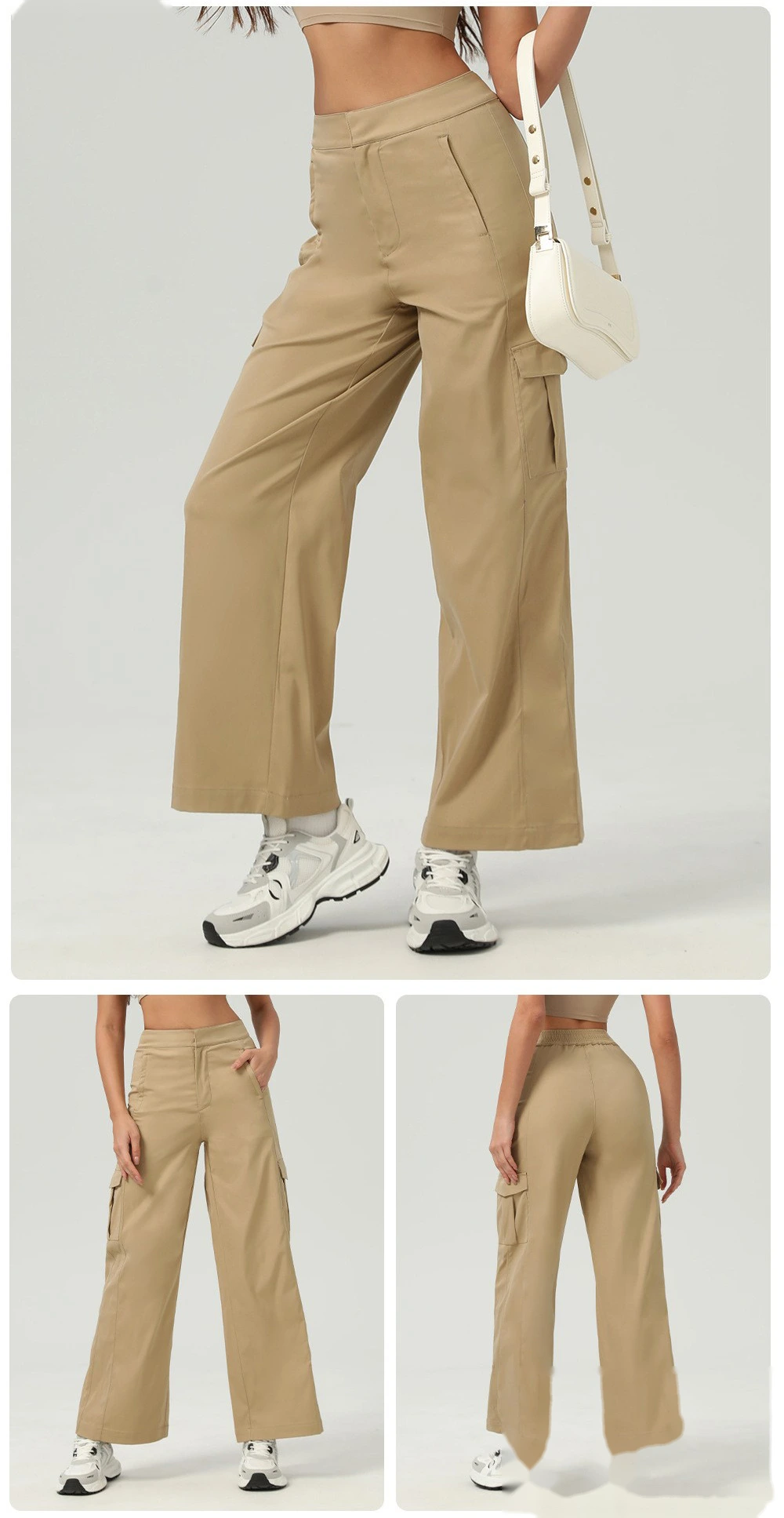 American loose sports pants pocket straight casual pants wearing wild sports dance overalls female detail