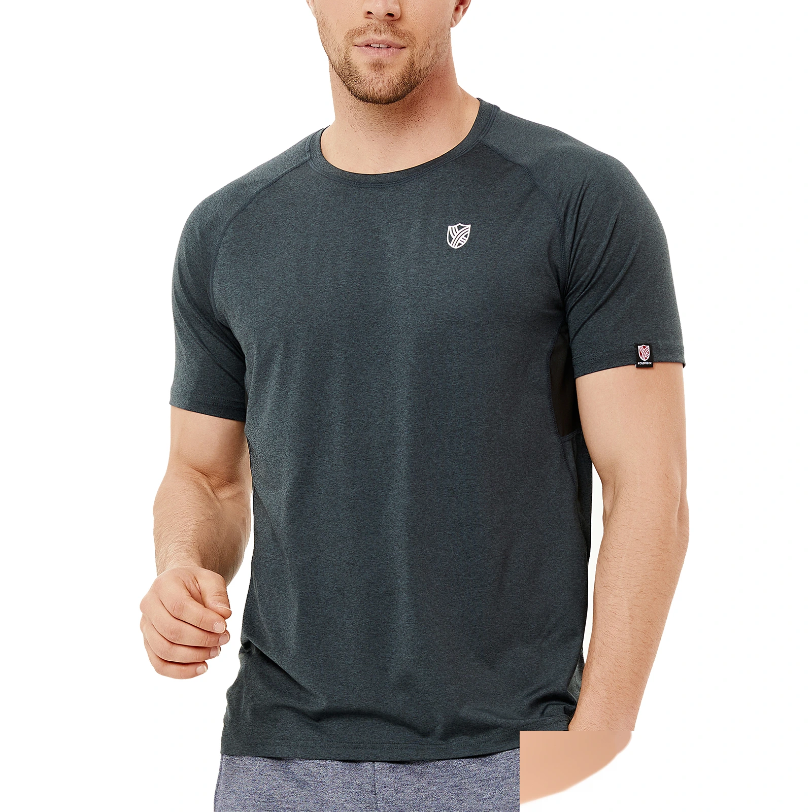 Summer men's loose running clothes sweat-absorbent breathable fitness short-sleeved round neck T-shirt detail