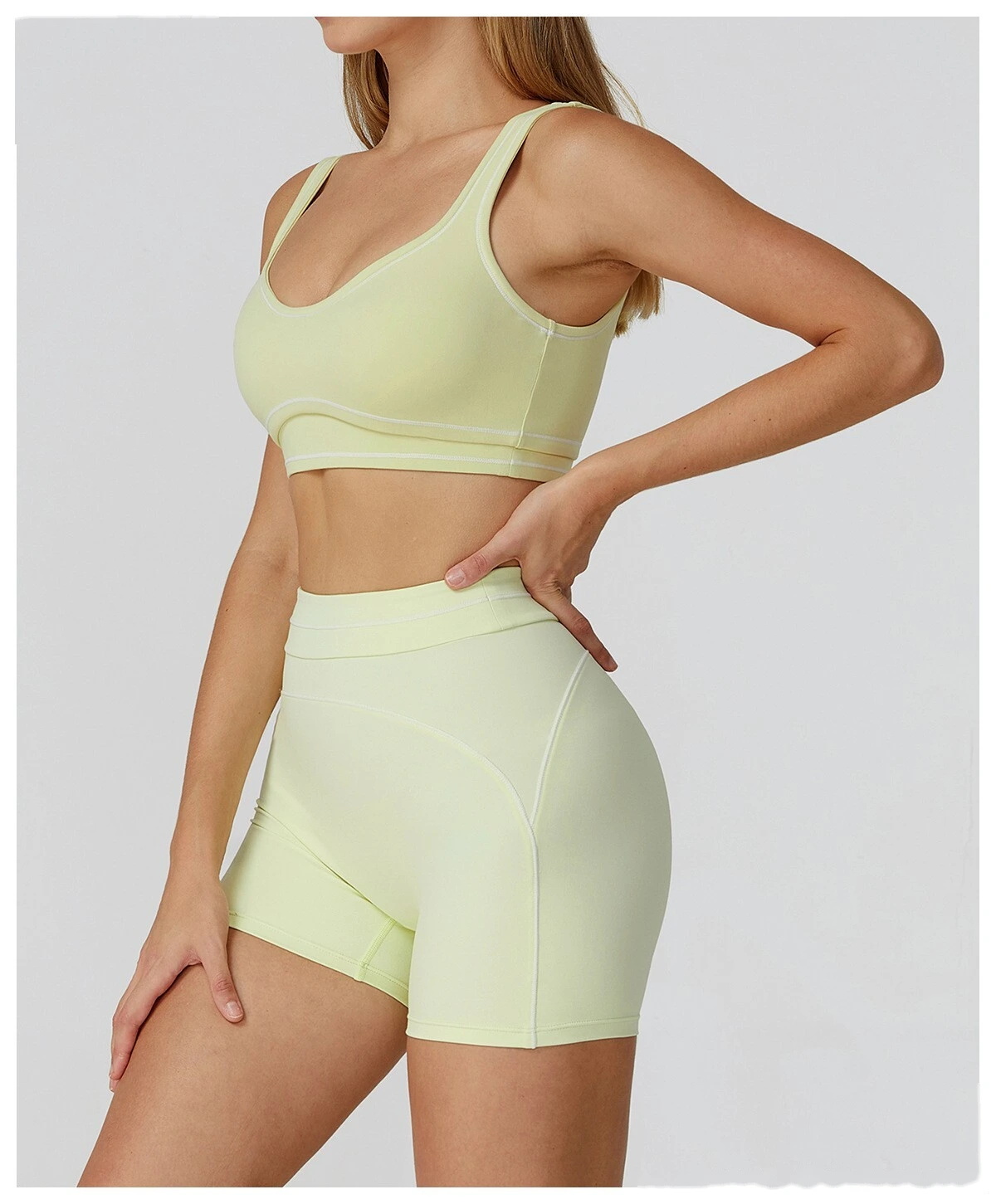 Customized contrast sanding yoga bra U-back sports bra running fitness yoga clothes detail