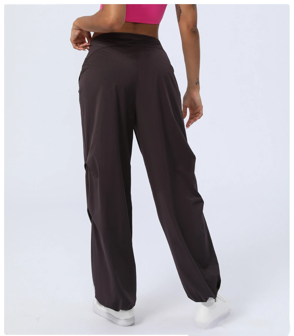 Customized autumn and winter high waist quick-drying sports pants women's leg pants loose straight overalls detail