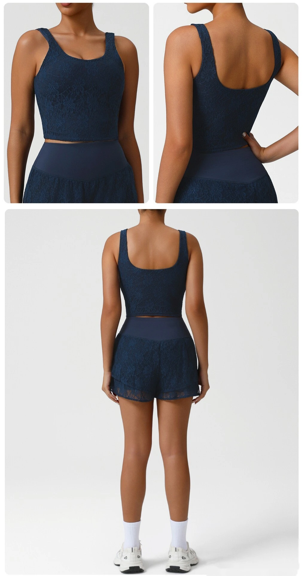 Custom-made nude sexy lace sleeveless sports shirt new dance training fitness camisole women detail