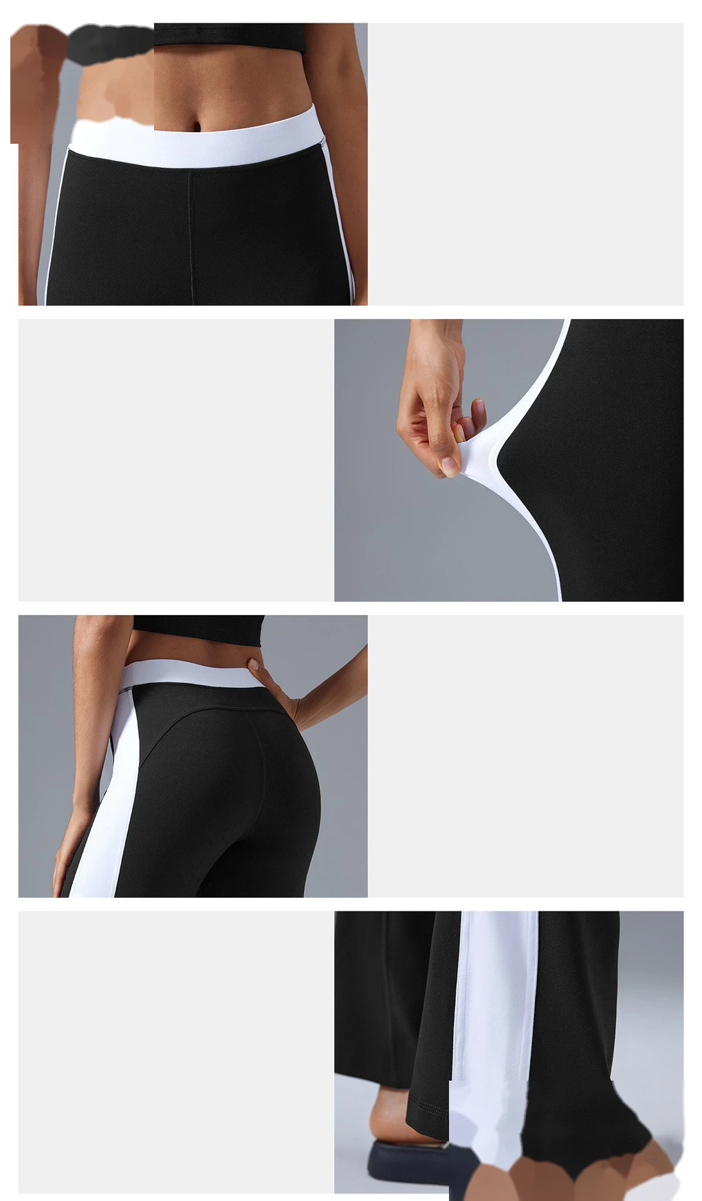 Customized contrast micro-pants, high waist and slim, wearing fitness yoga pants and leisure sports pants. detail