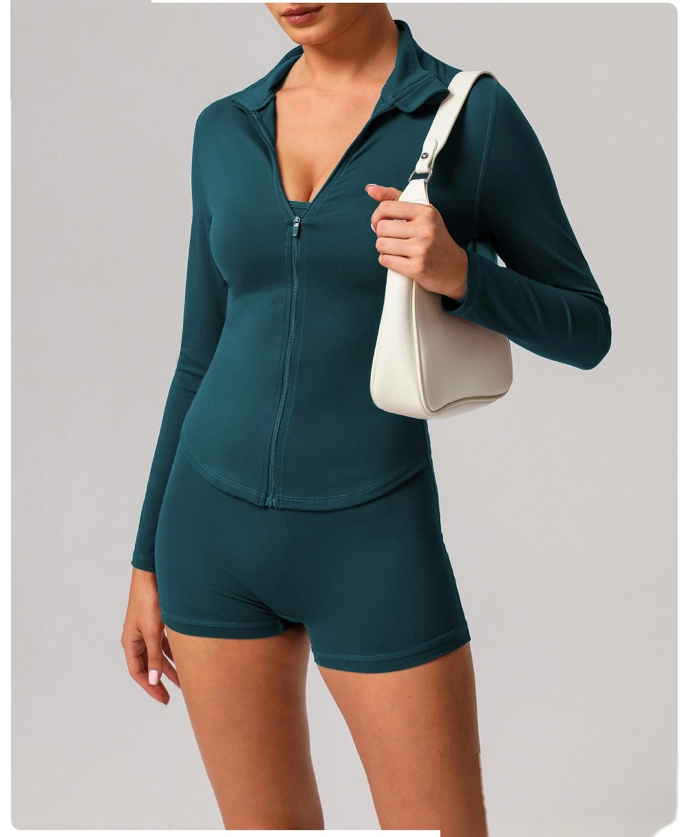 Custom tight nude yoga suit high elastic breathable fitness clothes outdoor body shaping running suit female detail
