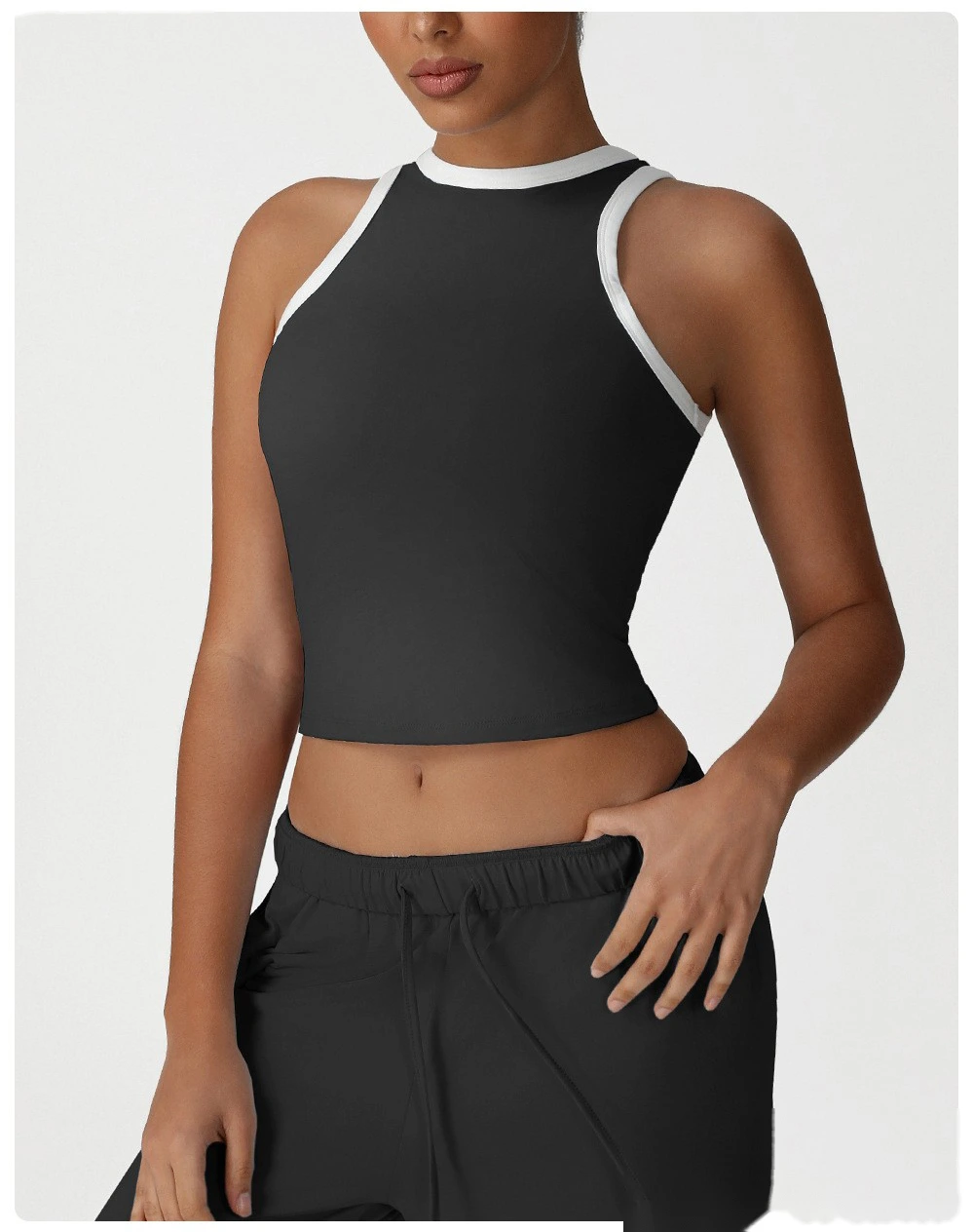 Customized high elastic slim vest running underwear new fashion contrast top fitness sports vest detail