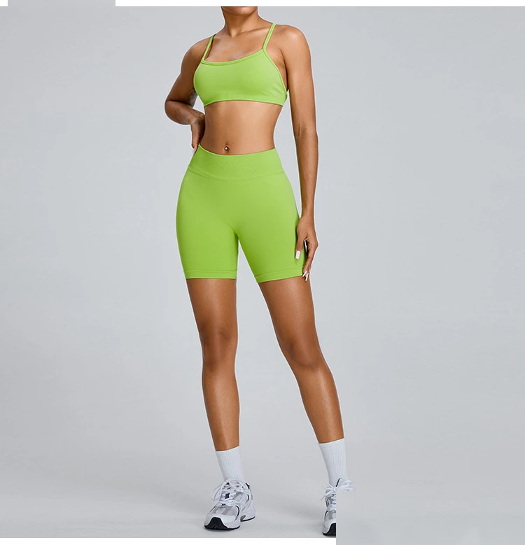 Seamless yoga shorts women's three-point high waist sweatpants nude quick-drying fitness yoga clothes - allni detail