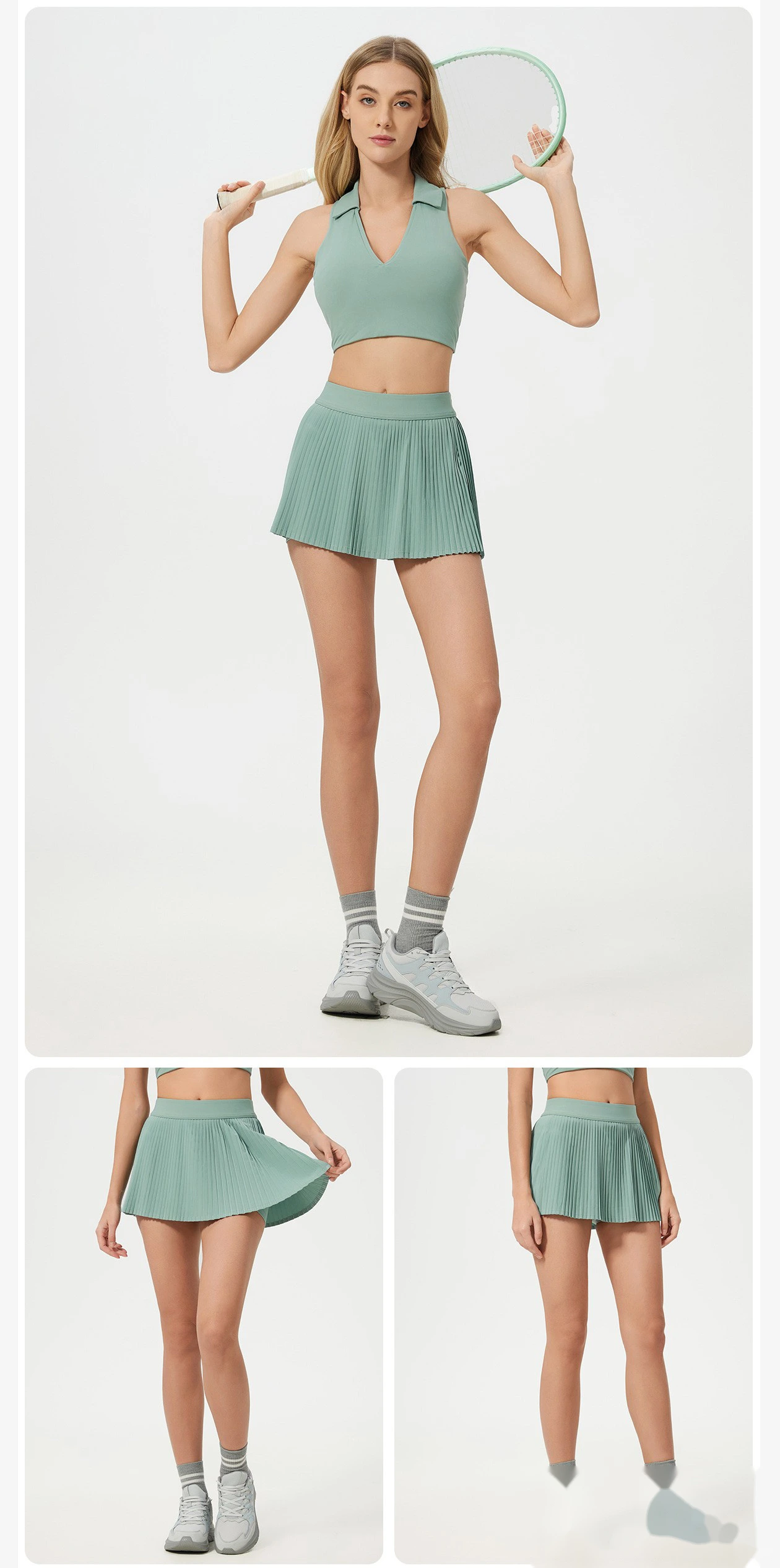 Customized yoga fitness overskirt soft and stylish anti-exposure two-piece tennis skirt detail