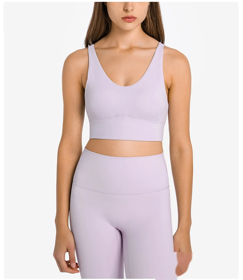 Womens sports bras V neck criss cross strappy gym workout bra detail