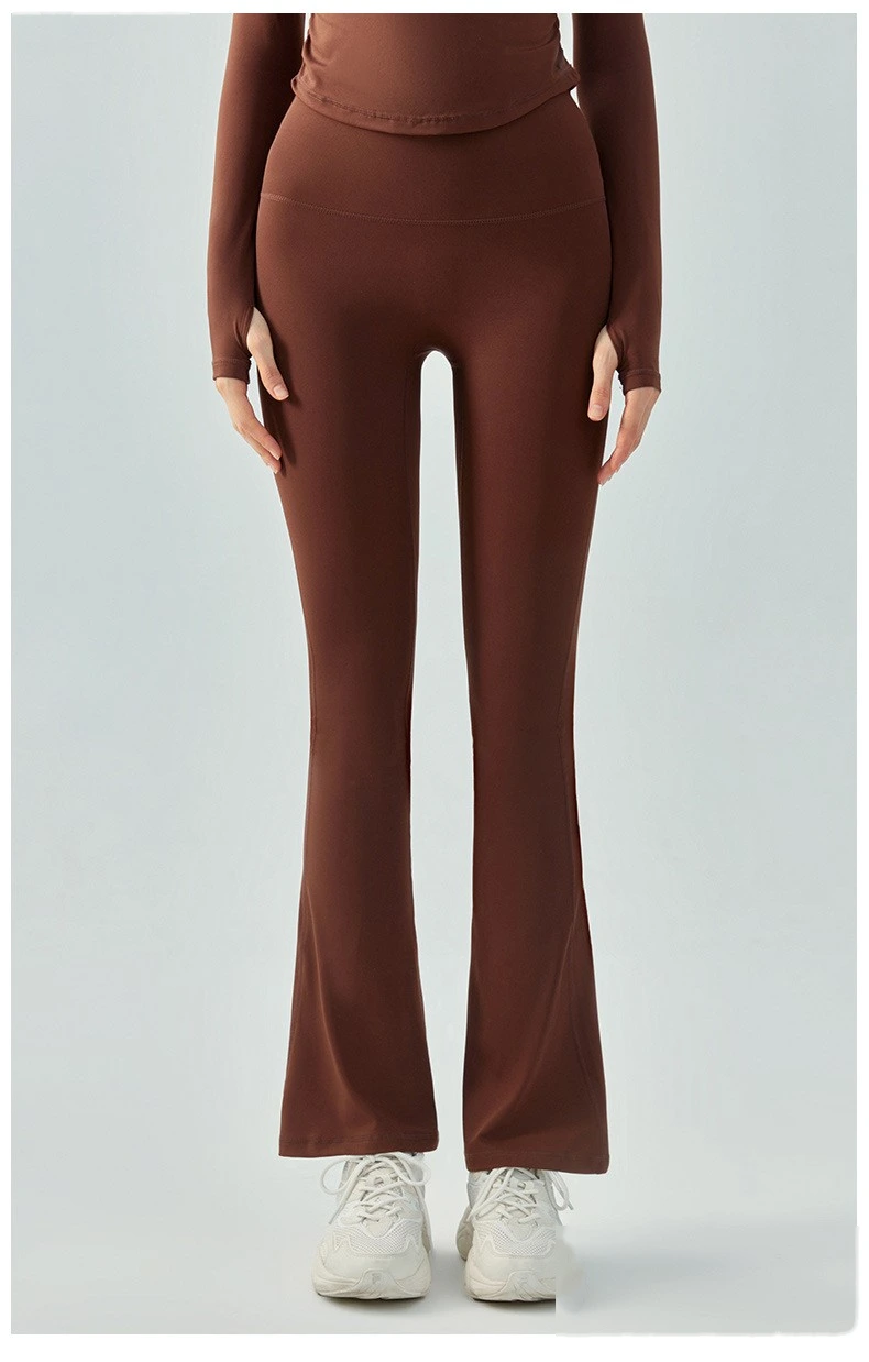 Women tights butt lift leggings casual wide-leg high rise running bell-bottom detail