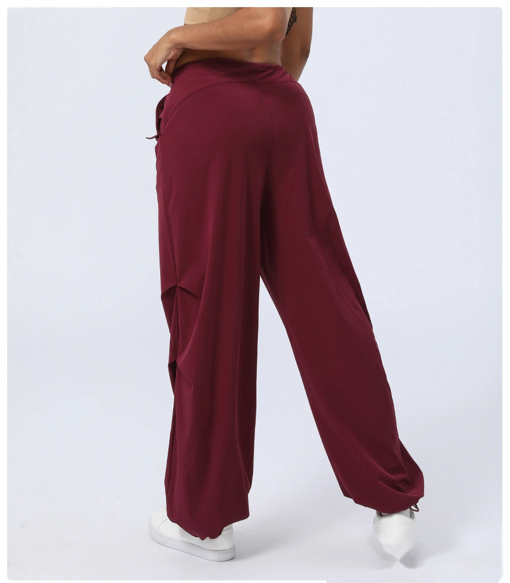 Customized autumn and winter high waist quick-drying sports pants women's leg pants loose straight overalls detail