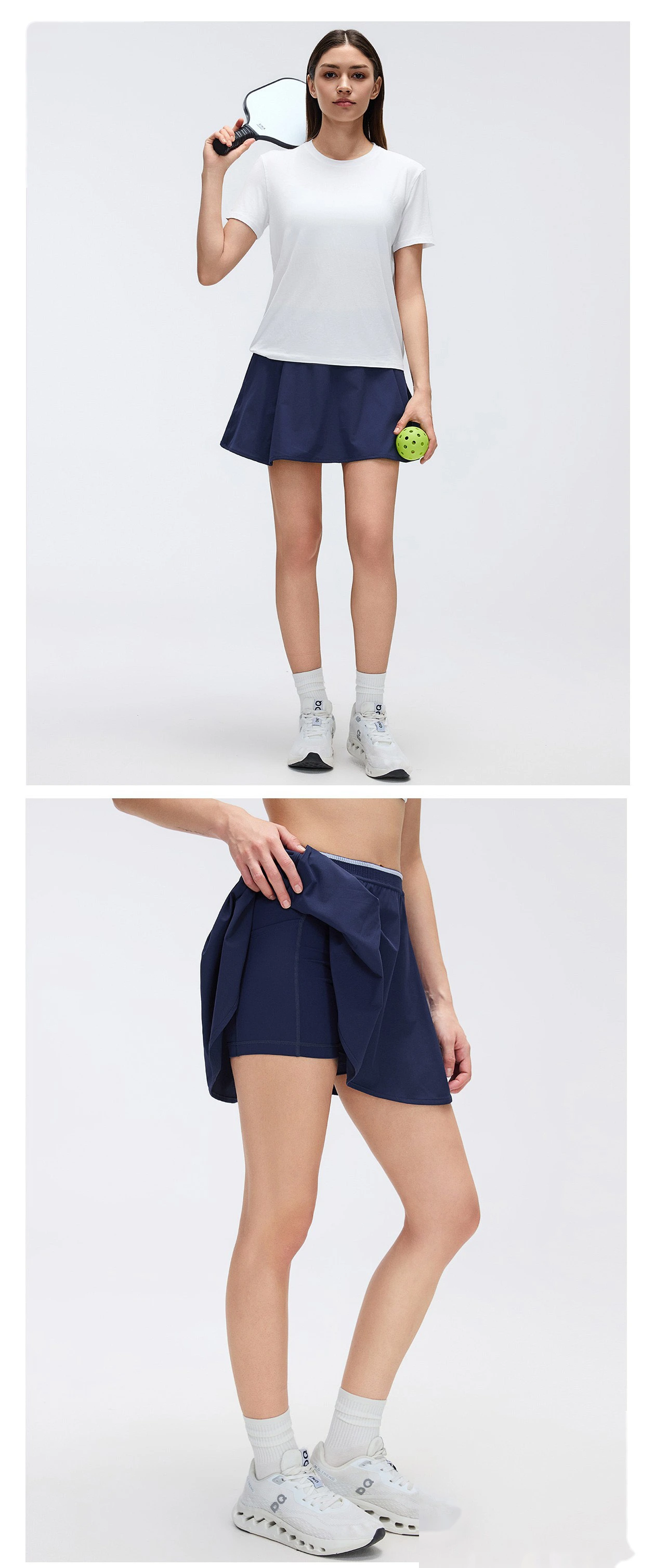 Bulk Custom A-Line Yoga Sports Skirt - Women's Color Block High-Waisted Sweat-Wicking Anti-Chafe Tennis Skort detail