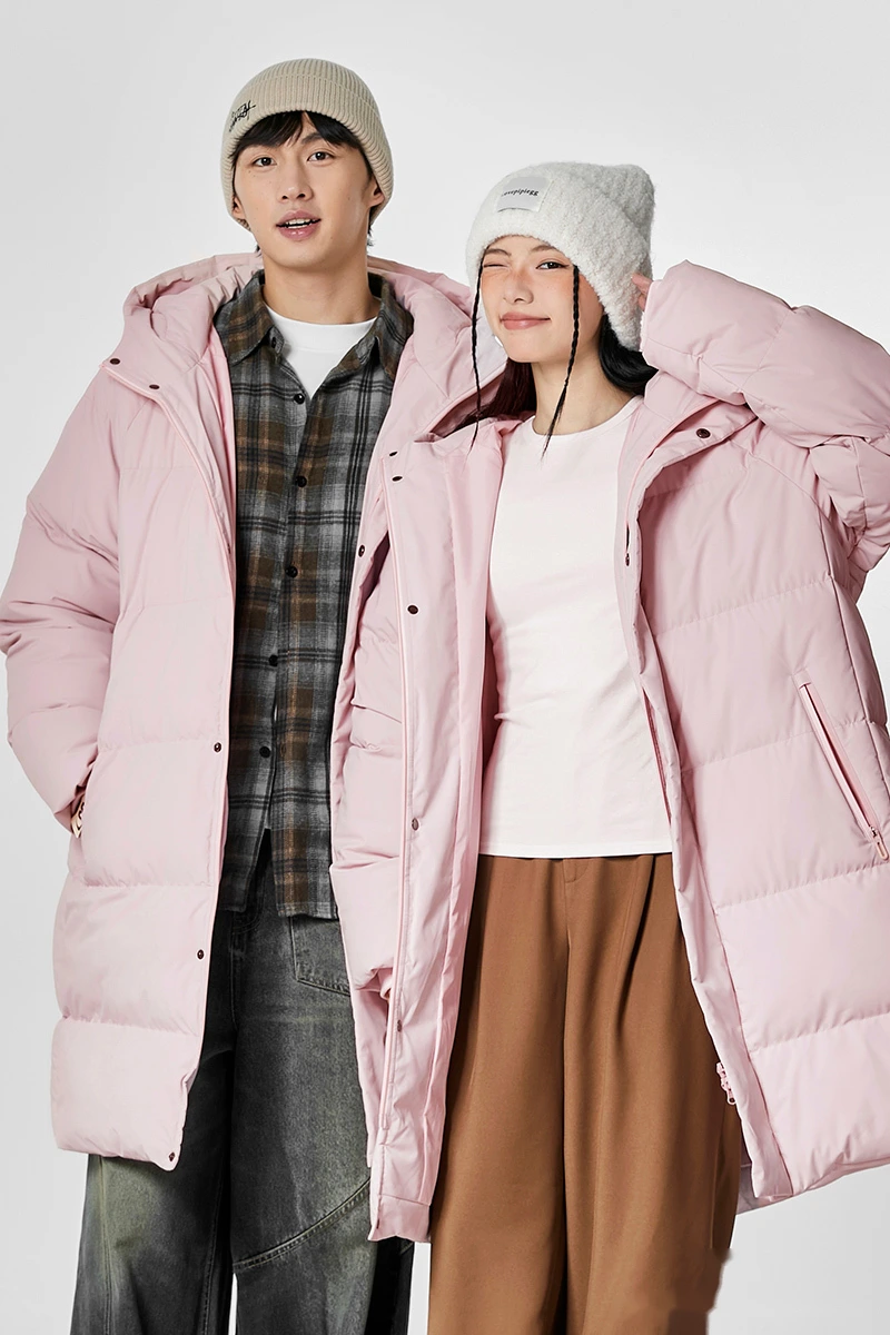 Customized winter men and women windproof and warm long cotton-padded jacket down coat. detail
