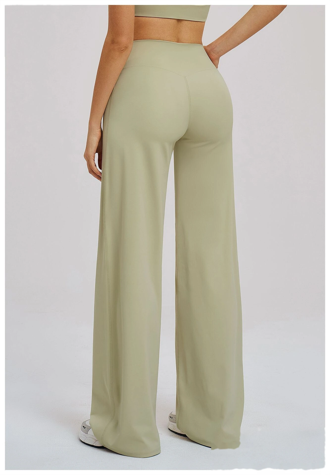 Bulk Custom Legging Lined Wide-Leg Pants - Women's Cross Waist Loose Straight Yoga Gym Activewear detail