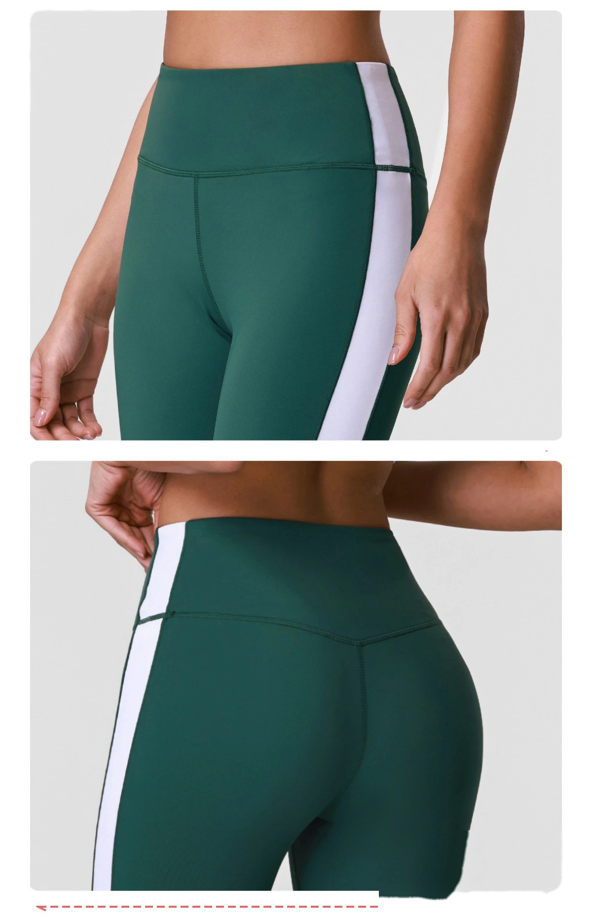 Women’s Custom Color Block Running Pants High Waist Tummy Control Butt Lifting Yoga Fitness Leggings detail