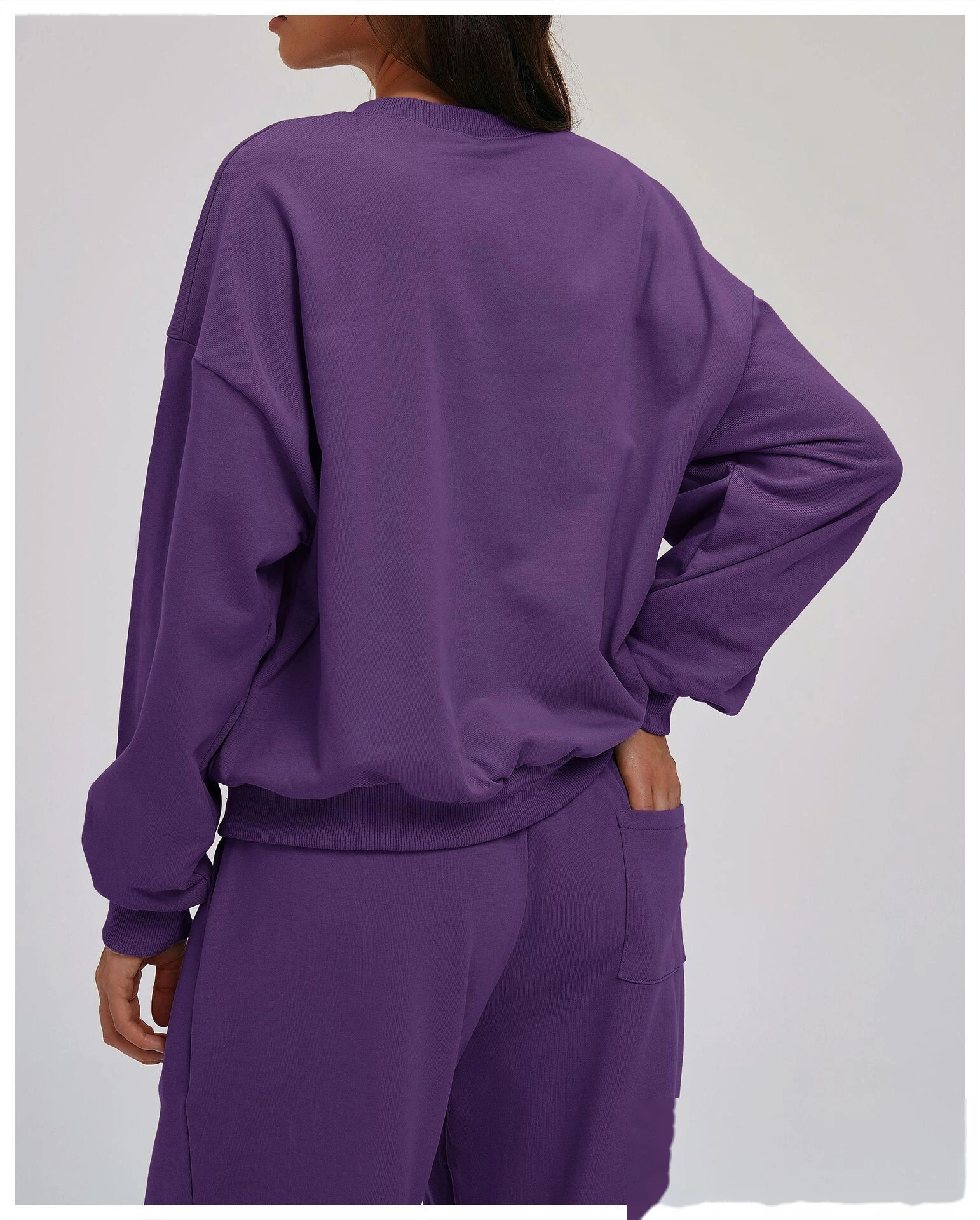 Bulk Custom Crew Neck Sweatshirts | Loose Fit Long Sleeve Casual Tops for Fall Winter Outdoor Running detail