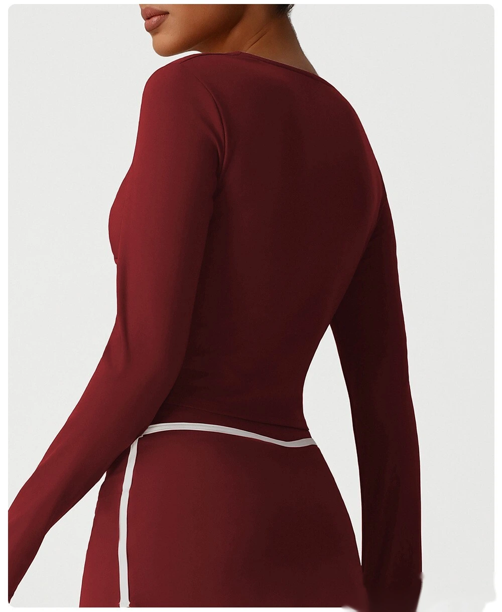 Customized European and American slim high-elastic yoga clothes long sleeve T-shirt sportswear detail