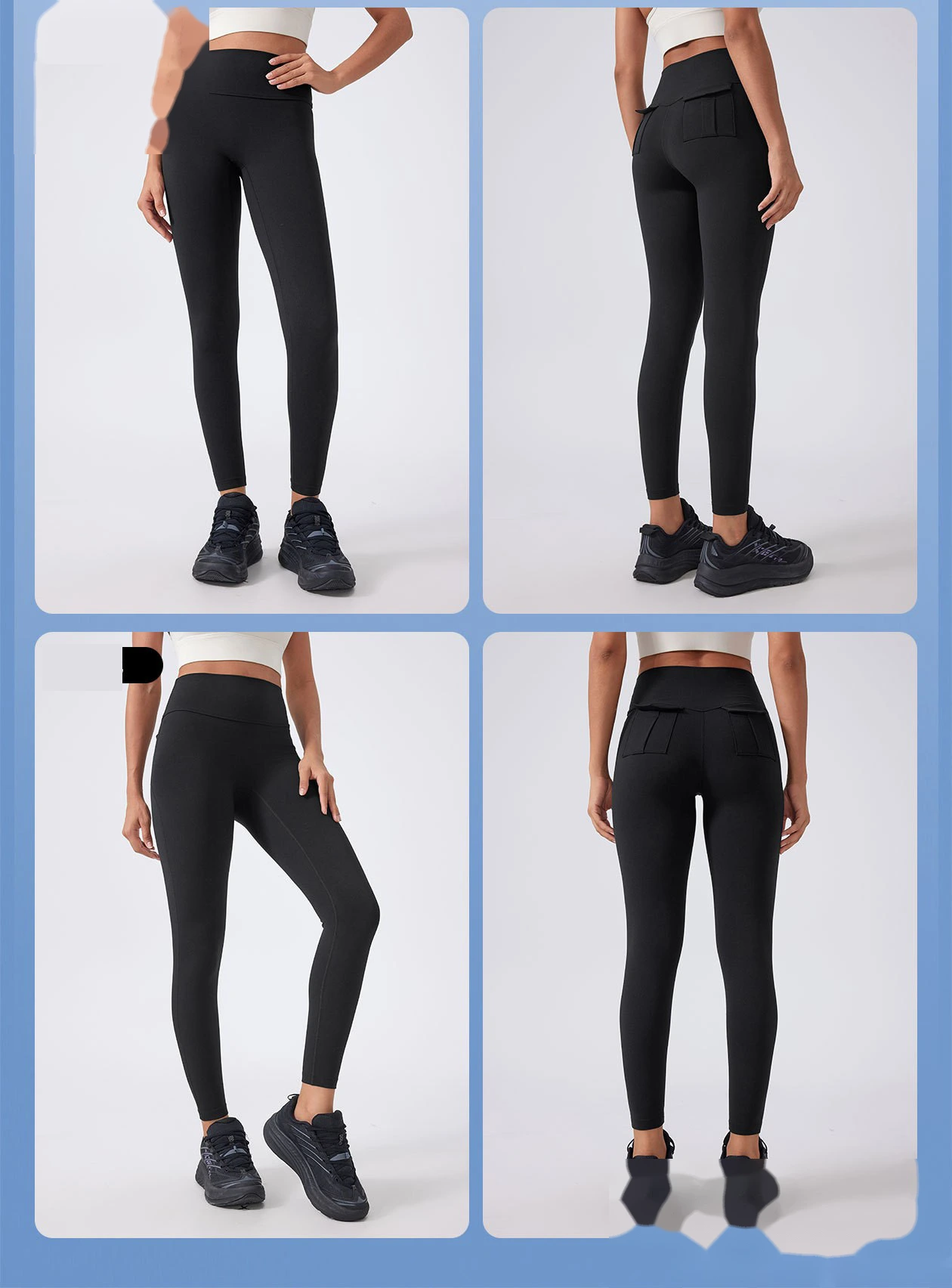 Custom-made high-waist, embarrassed-free yoga women workers' pocket running fitness pants detail