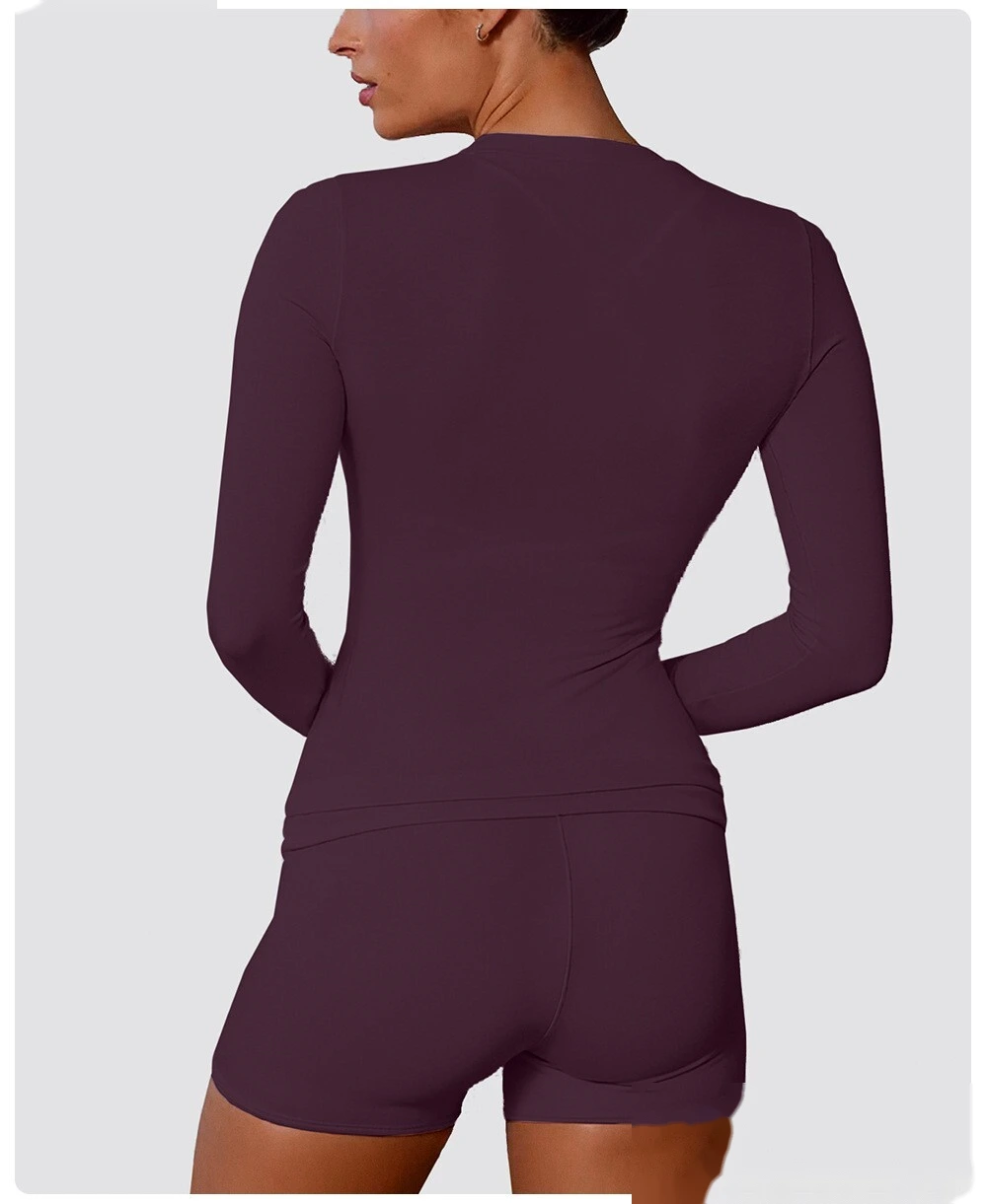 Customized ultra-thin sports long-sleeved T-shirt female high elastic slim yoga fitness coat female detail