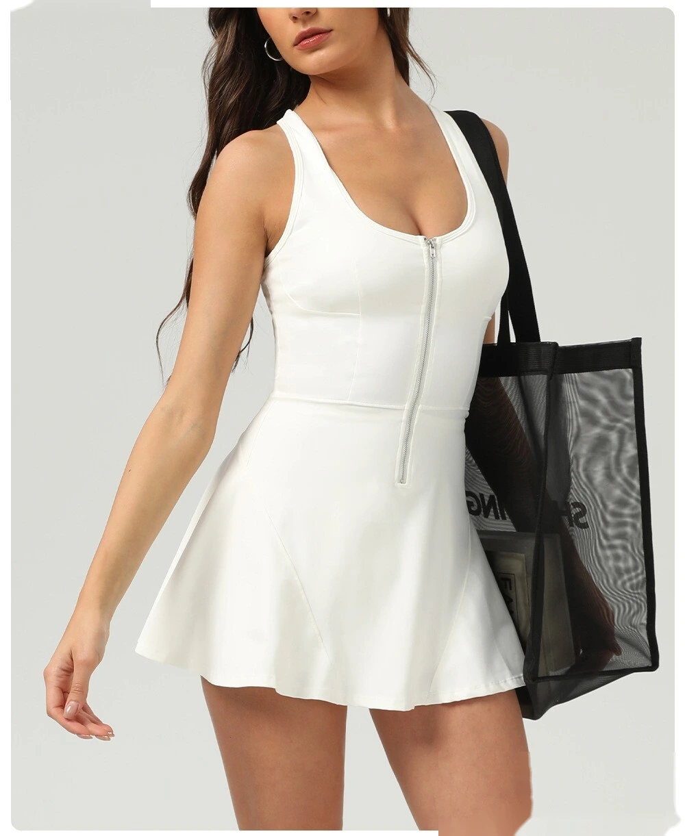 Customized sleeveless tennis dress outdoor sports skirt anti-exposure integrated leggings skirt detail