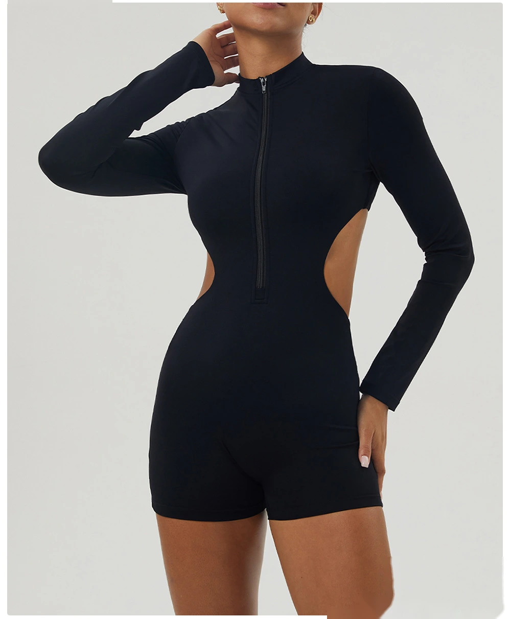 Quality Customized hollow waist long sleeve yoga clothes jumpsuit women's fitness clothes Manufacturer detail