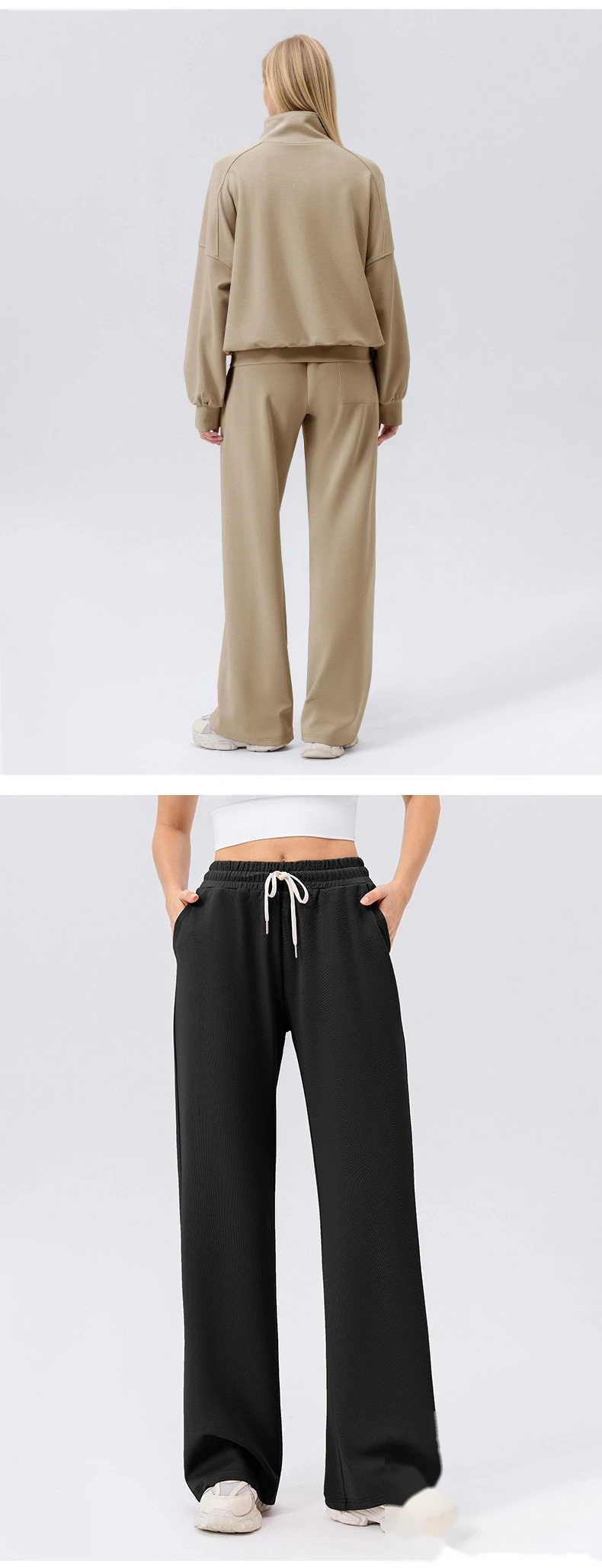 Custom autumn and winter wide-leg leisure sports pants women's high waist loose outdoor running fitness pants detail