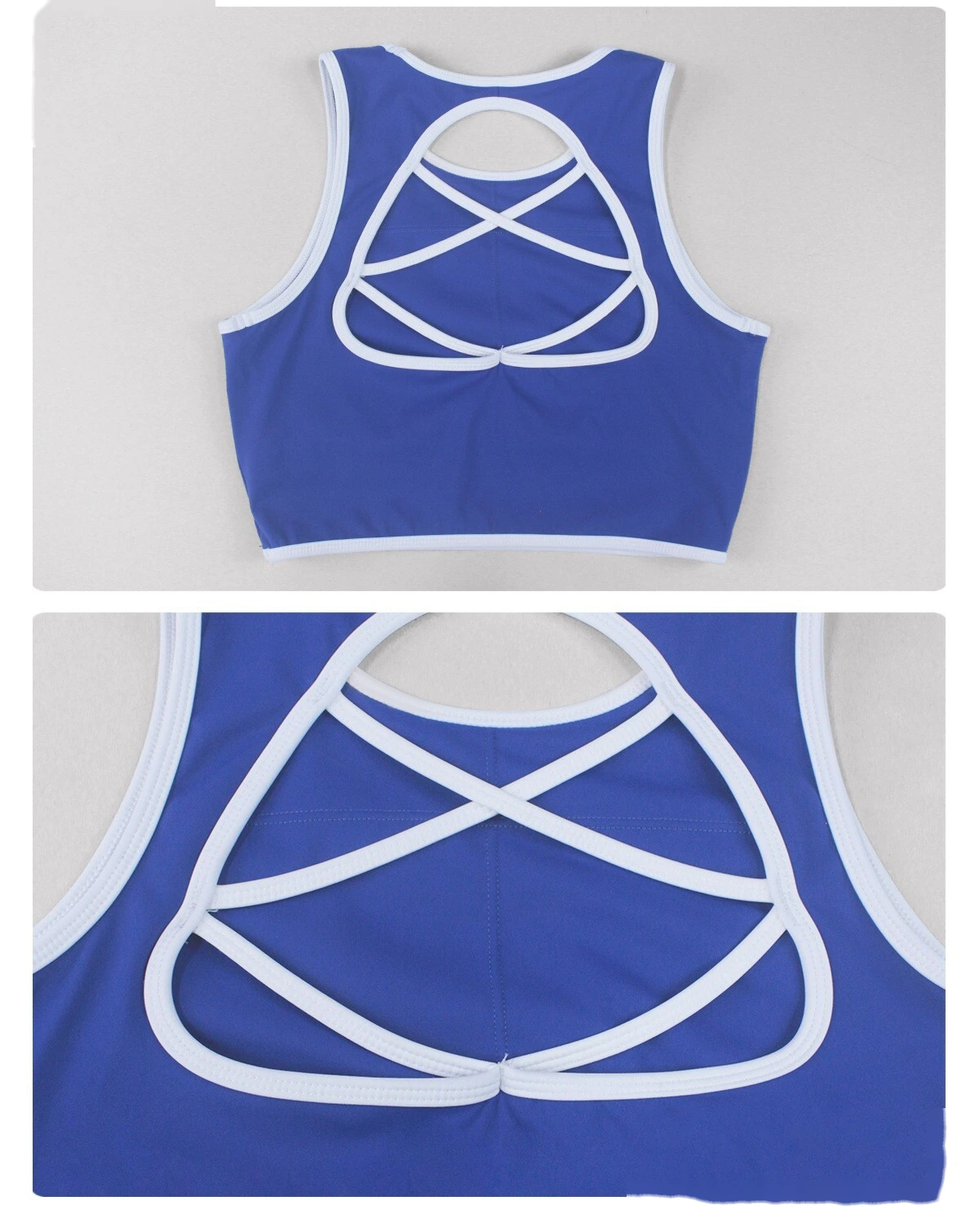 Bulk Custom Color Block Beauty Back Sports Bra - Padded High Support Shockproof Yoga Gym Running Activewear detail