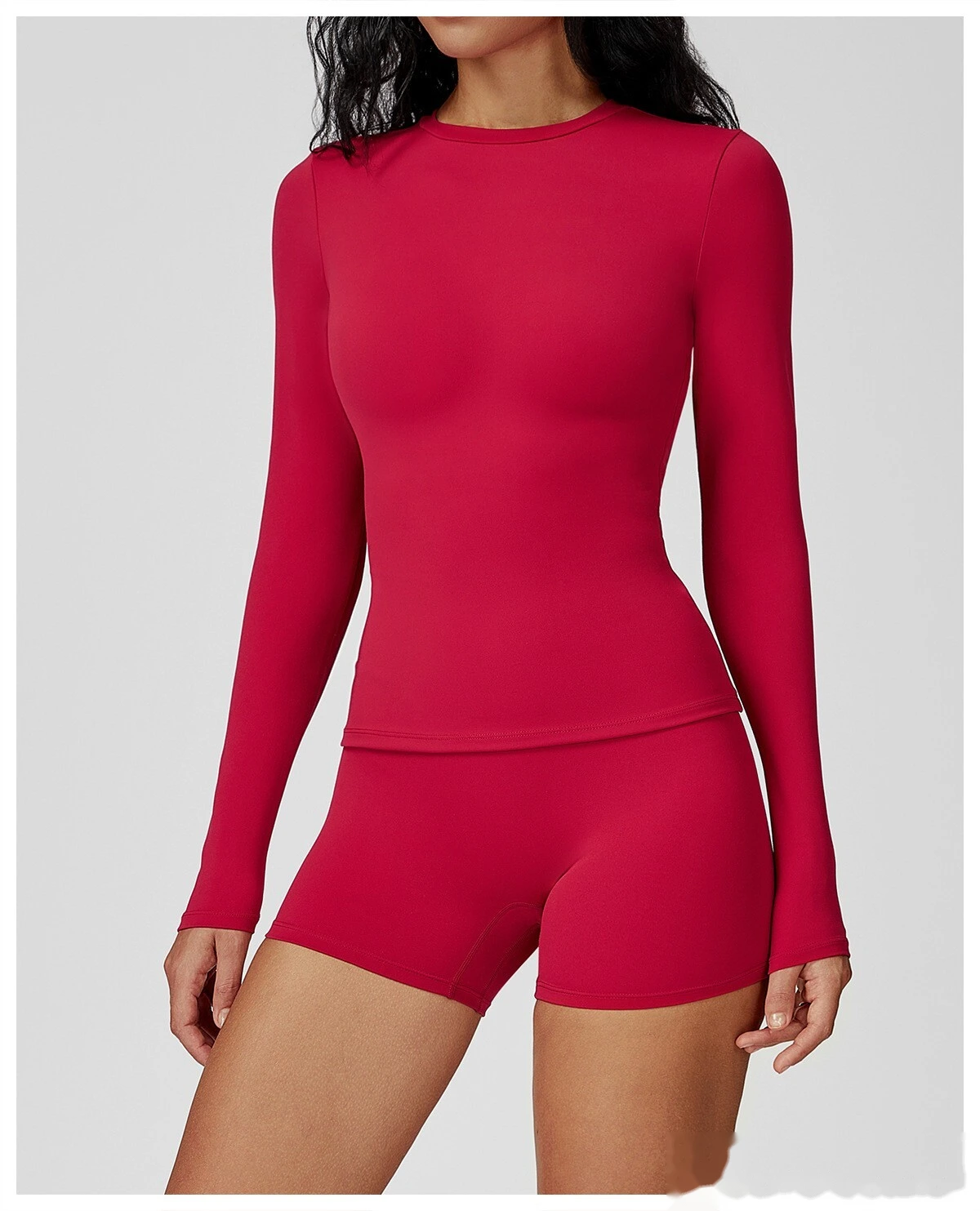Custom-made women's fashion comfortable high-elastic yoga fitness tight T-shirt detail