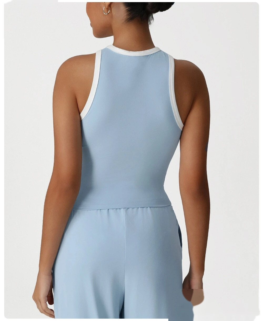 Customized high elastic slim vest running underwear new fashion contrast top fitness sports vest detail