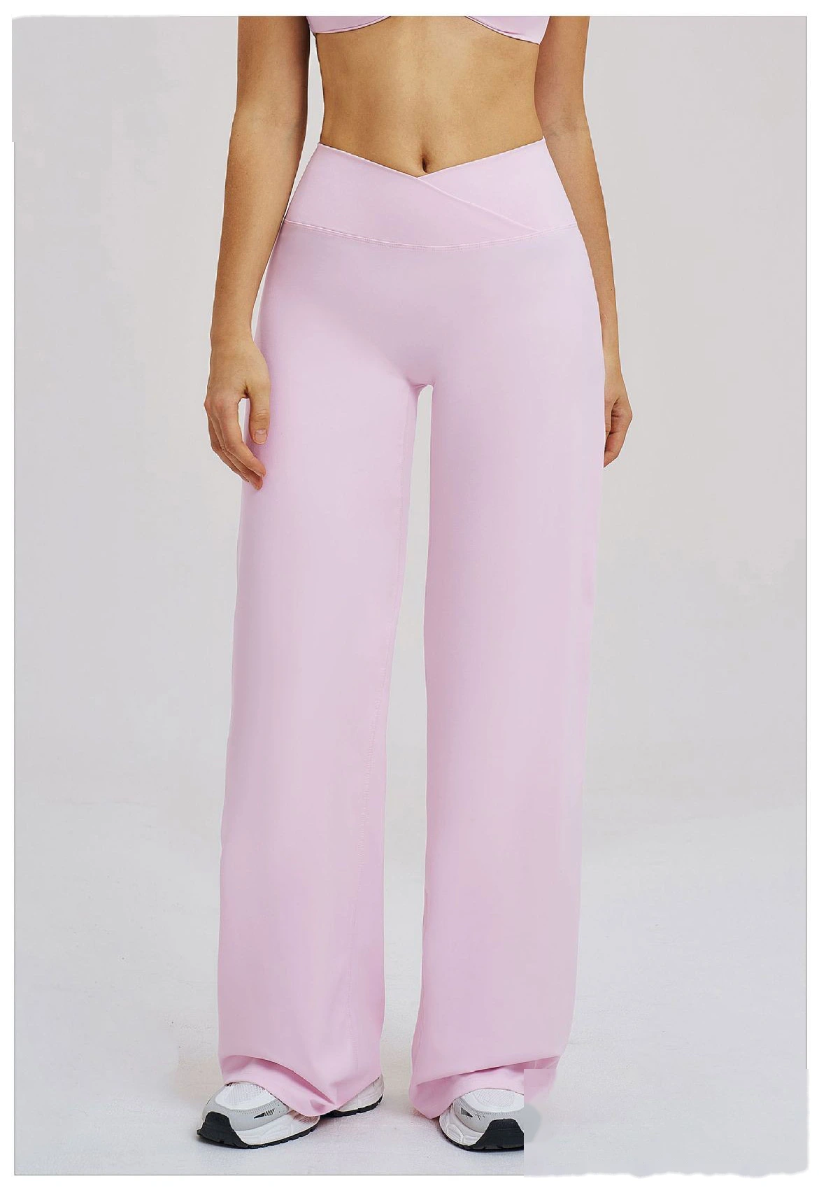 Bulk Custom Legging Lined Wide-Leg Pants - Women's Cross Waist Loose Straight Yoga Gym Activewear detail