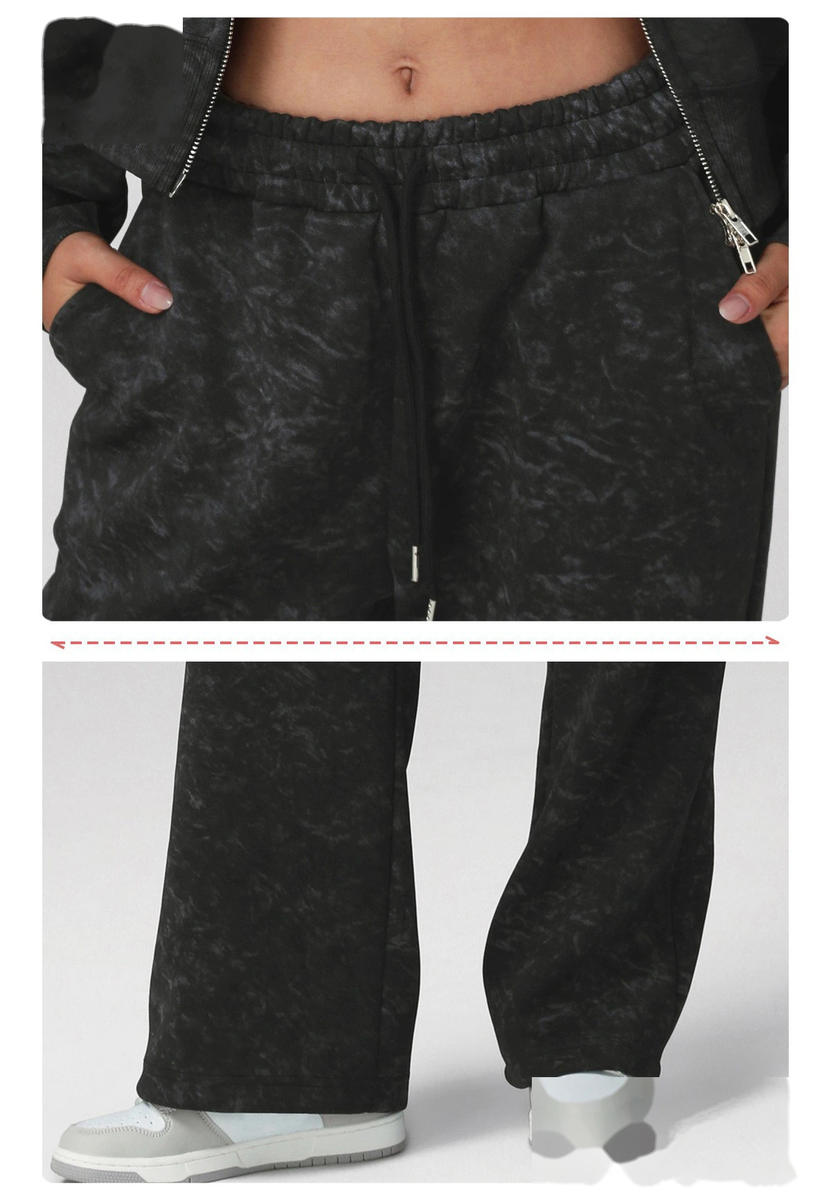 Customizable EU-US Tie-Dye Yoga Suit | Women's Autumn-Winter Fitness Hoodie Set, Running & Casual Wear detail